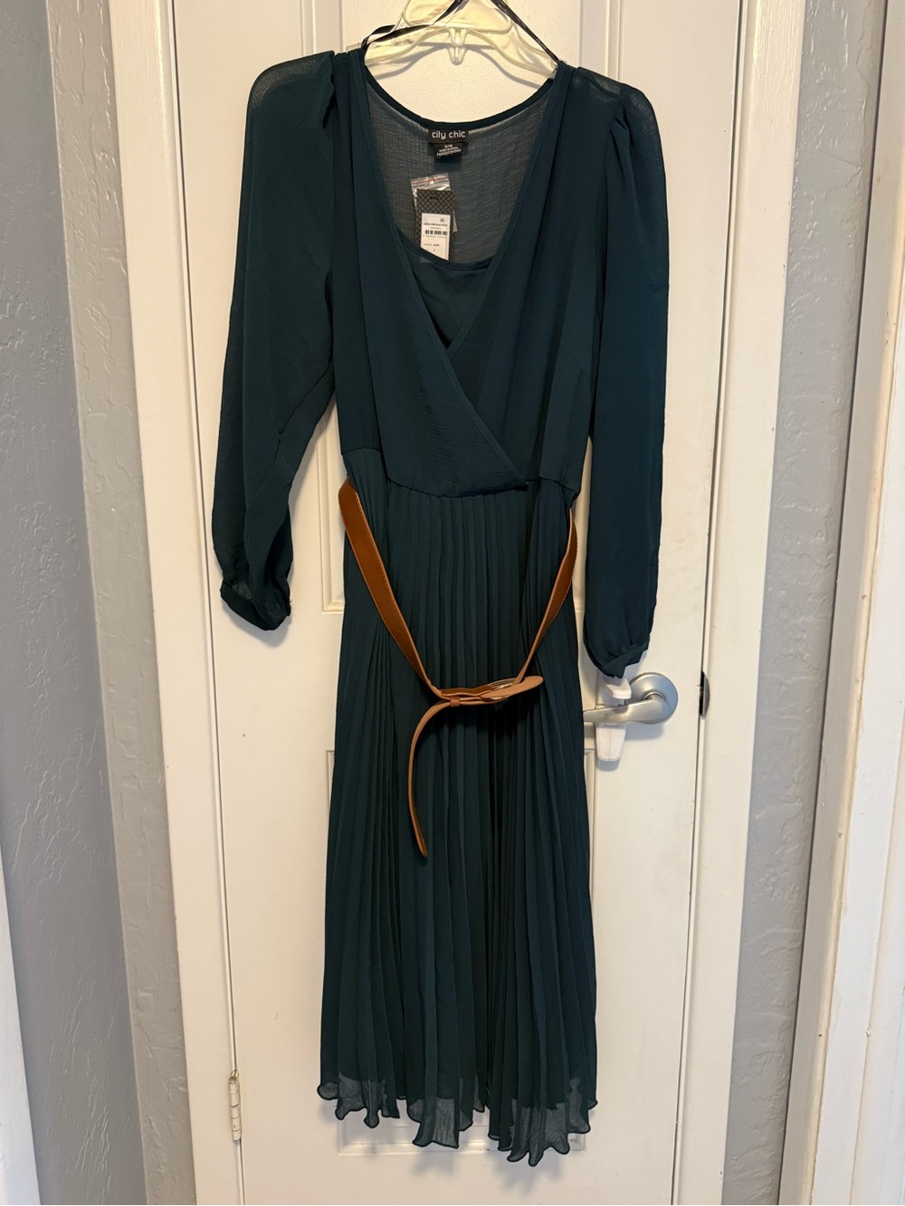 City Chic Deep Teal Pleated Wrap Midi Dress